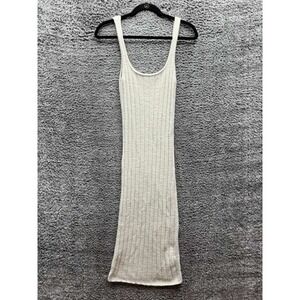 Aritzia Wilfred Free Hush Knit Bodycon Tank Midi Dress Silver Birch Women Size 8